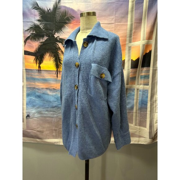 Industry brand blue sweater jacket button down with pockets XL - Picture 1 of 4